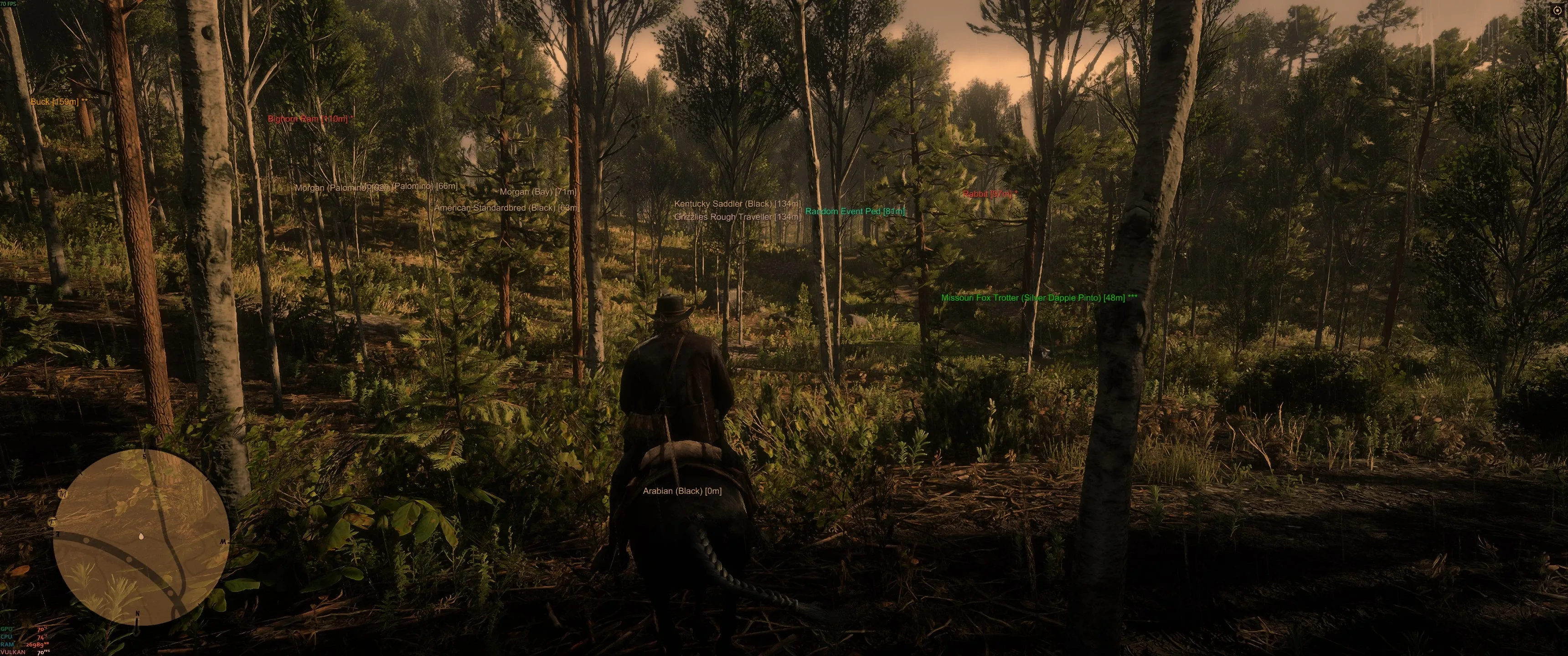 RDR2 forest ESP for horses, deer, and random world events